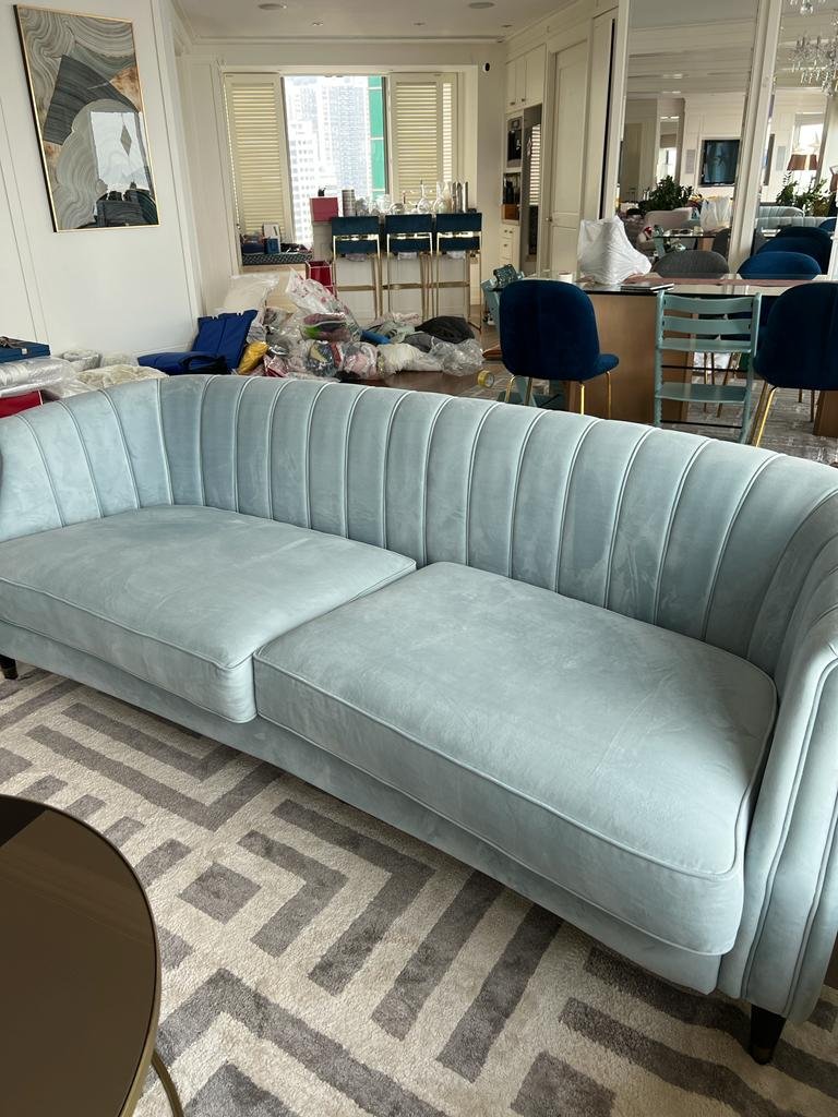 Indigo Sofa Blue Velvet X 2 pc 藍色絨面梳化 Size 225w x 95d x 76h cm