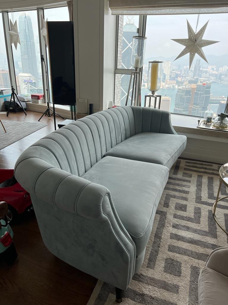 Indigo Sofa Blue Velvet X 2 pc 藍色絨面梳化 Size 225w x 95d x 76h cm