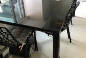 Glass Top Table With Alum Frame L175 W90 H74cm