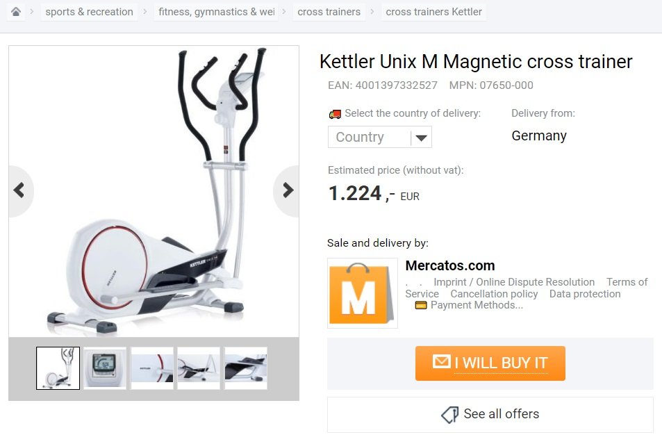 kettler Inix magnetic Cross Trainer