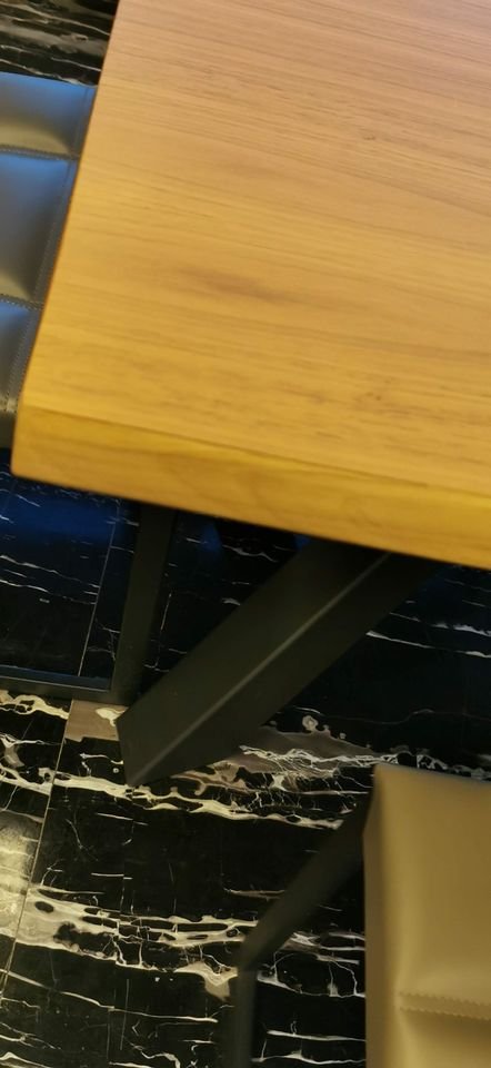 Wooden Dining Table with Metal Leg